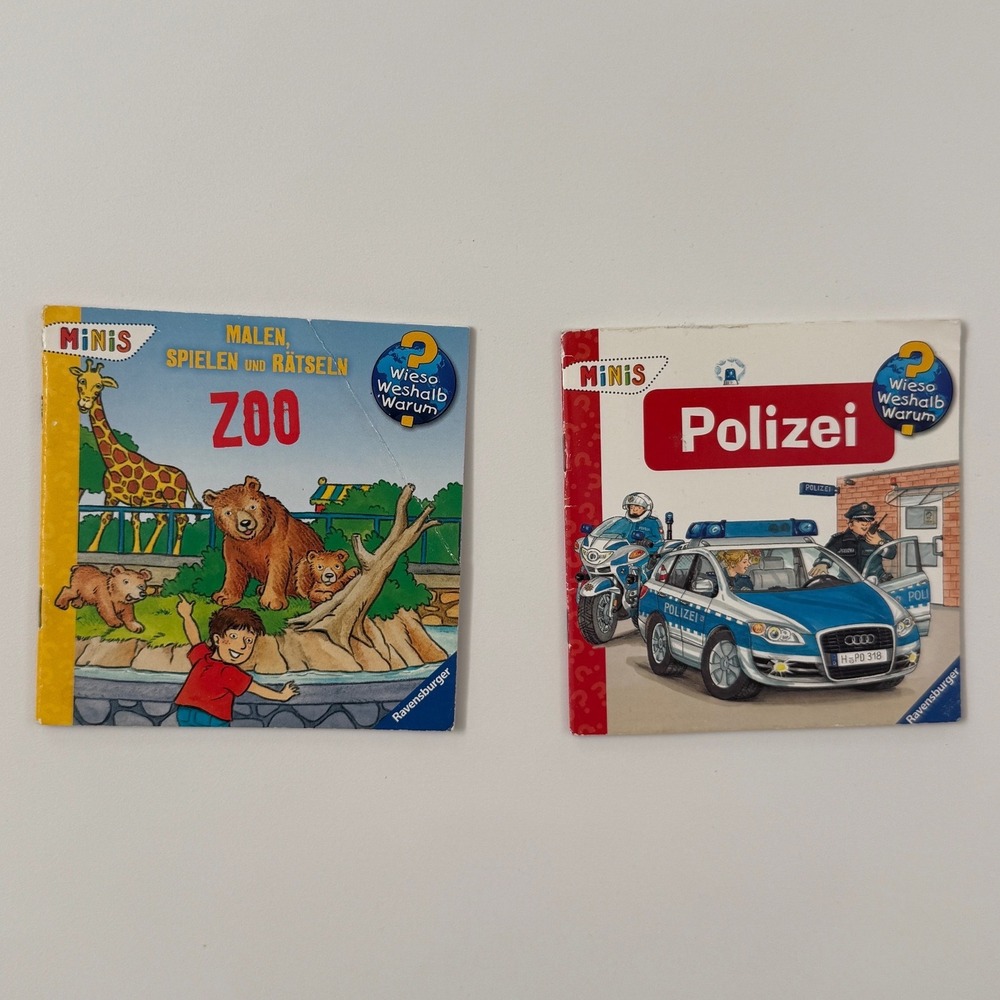 Ravensburger Minis Wieso Weshalb Warum Zoo & Polizei German Kids Books Lot of 2